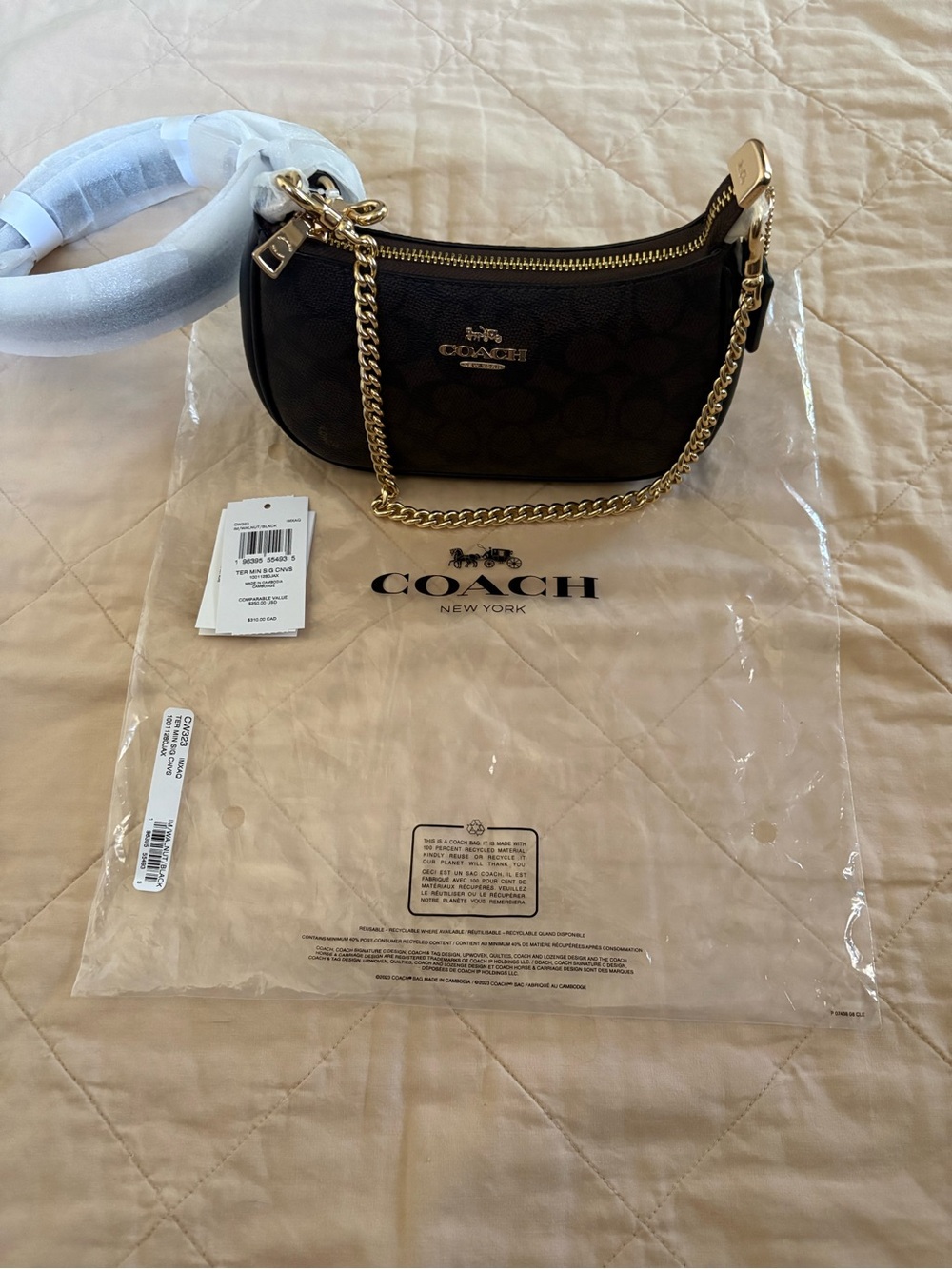 Coach Mini Shoulder Bag in Dark Brown/Black with Gold Hardware - Picture 3 of 14